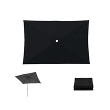 Replacement Canopy for 6.5'x10' Patio Umbrella - Waterproof Rectangular Parasol Top Cover UV-Resistant Fabric Easy Installation for Market Tables Outdoor Shade Solution,Black-300x200cm/10x6.5ft