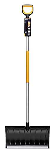 Fiskars Snow Pusher for Shallow Snow Layers, X-Series, Length: 173 cm, Aluminium/Polymer, Black/Orange/Grey, 1057179