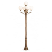 HLRCB Antique Bronze 5-Globe Outdoor Lamp Post, Garden Lighting Fixture