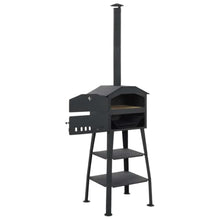 Outdoor Pizza Oven Charcoal Fired for Backyard Garden, Steel Construction with 2 Fireclay Stones and Built-in Thermometer, 22.8 x 24 x 80.7 Inches