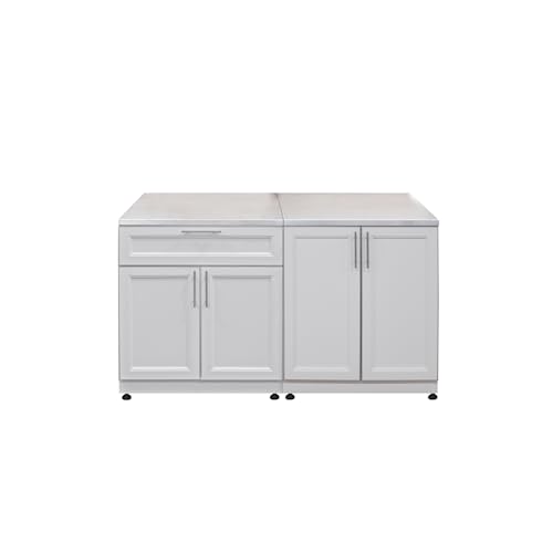 Blue Sky Outdoor Living White Shaker 2-Piece Outdoor Kitchen Combo Set – Weather-Resistant Modular Cabinets