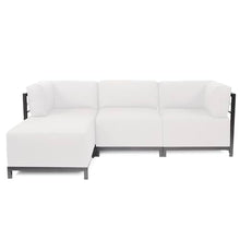 Howard Elliott Axis Patio Ottoman with Cover, Upholstered Footstoll Coffee Table Ottoman Bench, Seating Futniture for Both Indoor & Outdoor Home and Office, Titanium Frame, Seascape Natural