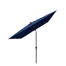 Square 2.5X2.5M Outdoor Patio Umbrella Solar Powered LED Lighted Sun Shade Market Waterproof 8 Ribswith Crank and Cross Base for Garden Deck Backyard Outside Swimming Pool