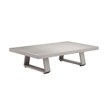 Benjara BM287716 Patio Xia 48 Inch Outdoor Coffee Table, Gray Aluminum Frame, Plank Style Tabletop