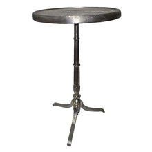 Benzara 41 Inch Plant Stand Table, Round Top, Turned Base, Modern Silver Aluminium