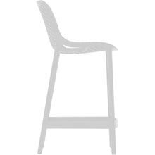 Afuera Living Set of 4 Outdoor Bar Stools, 17.32" Seat Width, White Polypropylene Plastic, Weather Resistant, Stackable, Contemporary Design for Patio or Indoor Seating