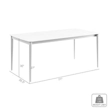 Armen Living Rhodes Outdoor Patio Rectangular Dining Table in Snowy Sintered Stone and Porcelain Finish