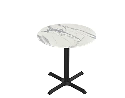 HBS 30" Tall OD211 Indoor/Outdoor All-Season Table with 32" Diameter White Marble Top