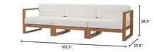 Afuera Living 3-Piece Solid Teak Wood Patio Sofa Set, Natural and White Finish, Water and UV Resistant Cushions, Machine Washable Covers, Modern Outdoor Furniture for Balcony, Patio, Garden, or