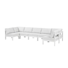 Outdoor Escape White Fabric Patio Modular Sectional, Contemporary Design, Weather-Resistant Upholstery, Spacious Seating for Outdoor Living