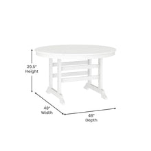 EMMA + OLIVER Arcata 5-Piece Indoor-Outdoor Adirondack Dining Set, 48" Round Table & 4 Chairs with Cupholders, White