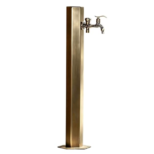 Antique Bronze Outdoor Water Column with Faucet Hose Stand, Stainless Steel Garden Tap Vertical Floor Mounted Hydrant Water Spigot for Irrigation Washing, 50/86cm(Bottom Inlet,86cm/33.7in,Style 2)