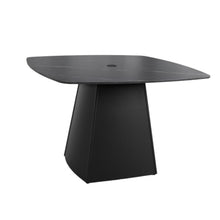 Hassyee 44" Outdoor Pedestal Dining Table with Black Sintered Stone Tabletop, Multi-Functional Patio Accent Table with Aluminum Pedestal Base for Deck, Poolside, Balcony