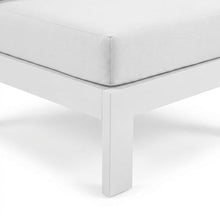 Outdoor Escape White Fabric Patio Modular Sectional, Contemporary Design, Weather-Resistant Upholstery, Spacious Seating for Outdoor Living