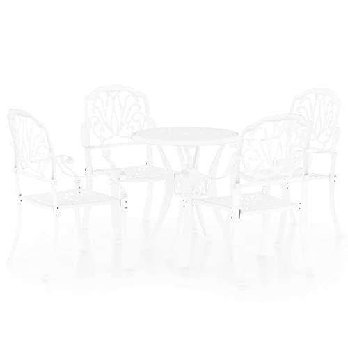 vidaXL 5 Piece Aluminum Medium Bistro Set in White