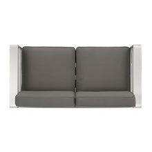 SRECELL Aluminum Patio Loveseat Outdoor Couch 2 Seat with 6 Inch Cushions, Heavy Duty Metal Frame Garden Sofa for Porch Deck Balcony, Water-Resistant Fabric, 600 Lbs Capacity