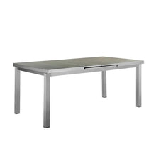 Pemberly Row Contemporary Aluminum Patio Extension Table, Gray Finish, 70-90 in Width, Rust-Resistant Frame, Modern Style Outdoor Dining Table for Patio or Garden Use