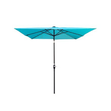 Square 2.5X2.5M Outdoor Patio Umbrella Solar Powered LED Lighted Sun Shade Market Waterproof 8 Ribs with Crank and Cross Base for Garden Deck Backyard Outside Swimming Pool