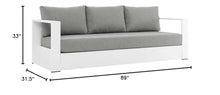 Modway Tahoe Aluminum Outdoor Patio Sofa in White Gray