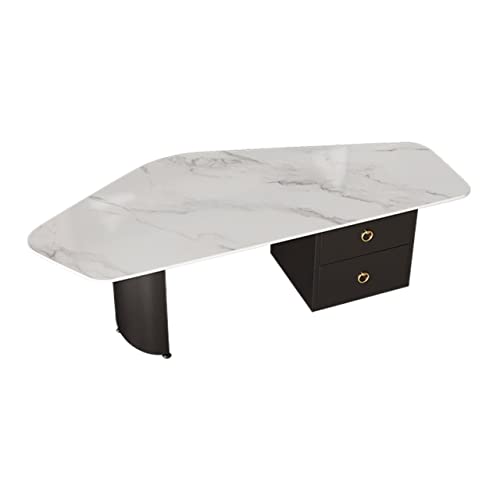 Living Room Table Modern Style Coffee Table, Rock Tabletop Coffee Table, Irregular Coffee Table with 2 Storage Drawers, Center Table in The Living Room, Small Space of Featured End Table Outdoor Side