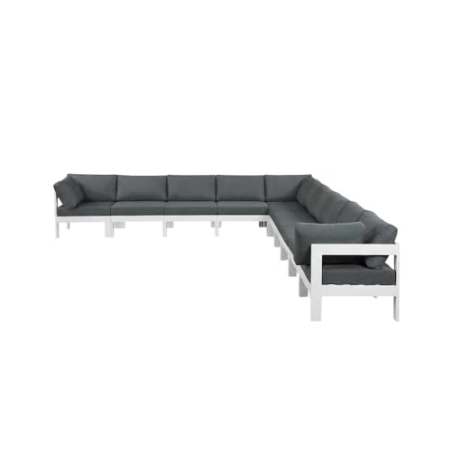 Outdoor Escape Gray Fabric Outdoor Patio Modular Sectional, Weather-Resistant Cushions, Removable Cushions, Durable Frame, Versatile Outdoor Furniture