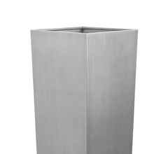 Benzara Zeny 48 Inch Tall Planter Vase with Hidden Insert, Tapered Barrel, Silver