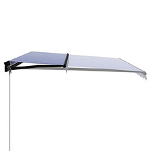 Retractable Garden Awning 500x300cm Blue White Patio Sunshade Outdoor Canopy for Deck Porch Backyard UV Protection Easy Install