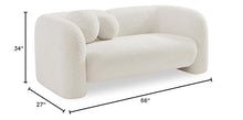 Meridian Furniture Emory Collection Art Deco Loveseat Cream