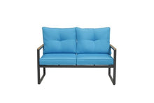 Seeheool Outdoor Patio Furniture Loveseat Sofa, All-Weather Metal Steel Patio Couch with 4" Thick and Soft Cushion for Balcony, Porch, Backyard