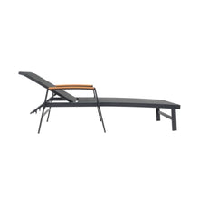 Hassyee All Weather Outdoor Chaise Lounge w/Aluminum Frame for Poolside, Sunbathing Lounger w/Mesh Seating for Balcony, Patio Reclining Sunbed w/Adjustable Backrest for Porch (Black-Set of 1)