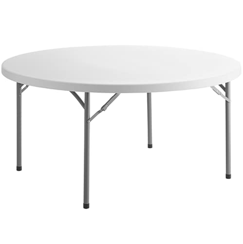 PRO&Family 10 Pack! 60" Round White Plastic Folding Table. Folding Desk Bar Coffee Table Folding Camping Table Outdoor Bar Portable Foldable Bistro Table