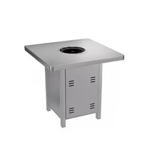 Round Bar Table Modern Bistro Pub Tables,BBQ Work Kitchen Stainless Steel Non-Slip Feet Pads Slotted Countertop Design(E120CM)