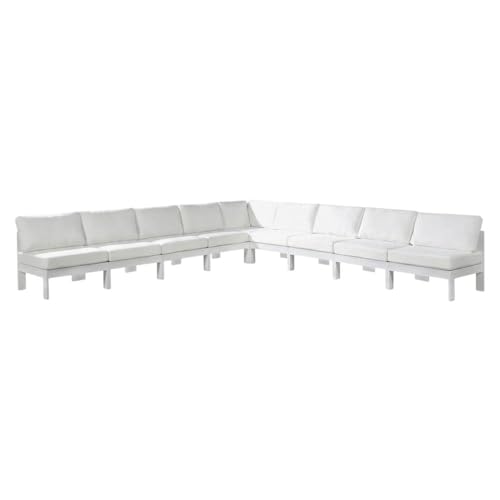 Outdoor Escape White Fabric Outdoor Patio Modular Sectional, Cushioned Seats, Contemporary Style, Lightweight Frame, Suitable for Outdoor Living