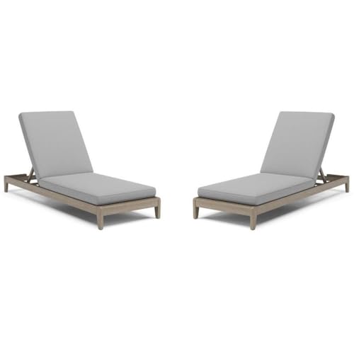 Home Square Wood Outdoor Chaise Lounge Set of 2 Grey