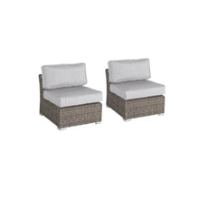 Homyee Outdoor Wicker Sofa Set with Two Coffee Tables and Two Club Chairs for Backyard, Lawn, Patio Furniture Set with Aluminum Frame and Washable Cushions for Poolside