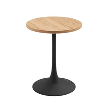 Jamesdar, Elise, Round Heavy Duty Commercial Bistro Table for Indoor Outdoor Restaurant & Café Dining, Solid Oak Top, Steel Base, 300 lb Capacity, 24" D x 30" H, Black
