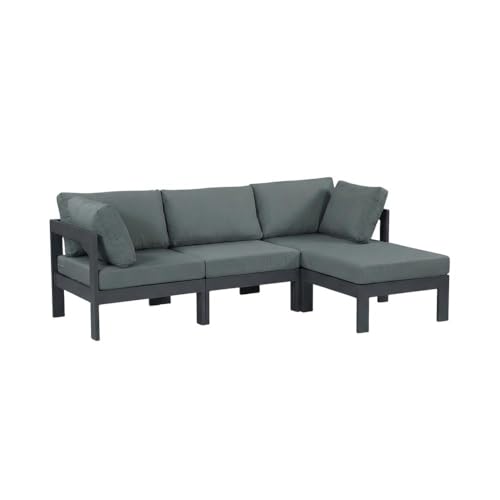 Outdoor Escape Gray Fabric Outdoor Patio Modular Sectional, Weather-Resistant Material, 17-Inch Seat Height, 21-Inch Seat Depth