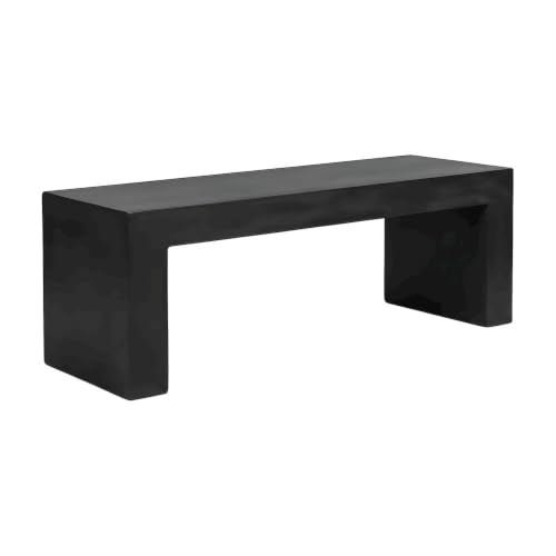 Starlight Canyon Home Fiber-Reinforced Concrete Bench with Contemporary Profile, Outdoor Patio Seat for Entryway or Garden or Dining Area