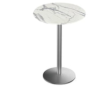 HBS 42" Tall OD214 Indoor/Outdoor All-Season Stainless Steel Table with 36" Diameter White Marble EuroSlim Top