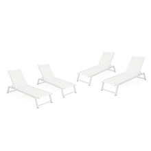 Noble House Myers Outdoor Aluminum Chaise Lounge Set of 4 White