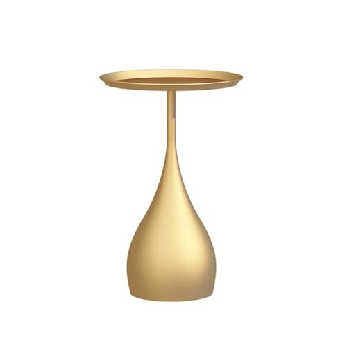 DINBOZ26X Living Room Table Deluxe Rock Slab Sofa Side Corner Nightstand, Simple Bedroom Nightstand Bedside Table, Balcony Small Round Table Outdoor Side Table(Gold)