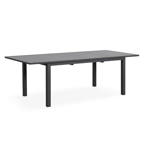 Wisteria Lane Extendable Aluminum Outdoor Dining Table, 68"-91.5" Adjustable Length Patio Dining Table for 6-10 People, All-Weather Oversized Dining Table with Adjustable Feet for Deck Garden Balcony