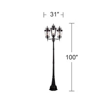 Casa Marseille™ 100"H Black Traditional Outdoor 3-Light Post Light Fixture