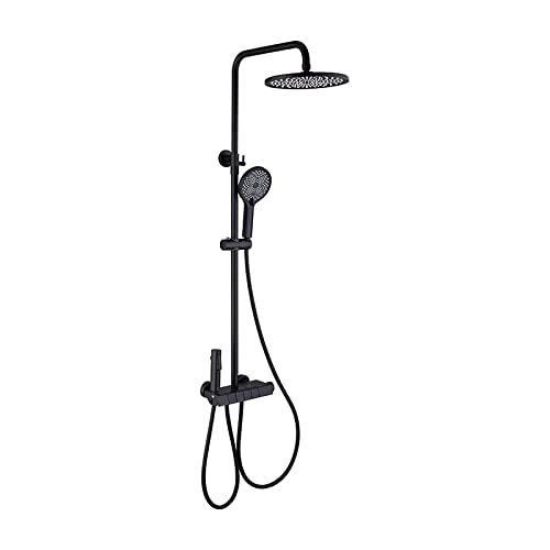 ZREVSB Surface-Mounted Button Shower Rain Brass Gun Gray Set Wall Hanging Black Faucet