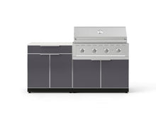 NewAge Products Classic Series 4PC Aluminum Slate Gray Modular Outdoor Kitchen Set with 40" Performance Grill NG - 24"D x 72"W x 47.5"H
