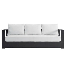Outdoor Escape Powder-Coated Aluminum Outdoor Sofa with Thick Cushions, Patio Couch for Outdoor Patio Furniture and Seating, Gray White