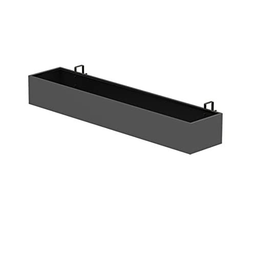 MOFGOE Window Box Planter, Large Window Boxes Planters, Railing Planter with Hook, Metal Balcony Hanging Rail Planters, for Balcony Window Deck Rail,Black,150x20x13cm