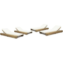 Noble House Broadway Outdoor Chaise Lounge Set of 4 Teak/Cream