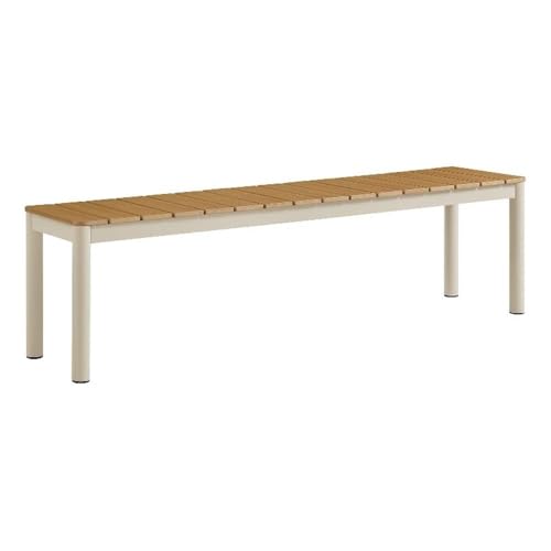 Modway Finn 63 Inch Outdoor Patio Dining Bench in Natural