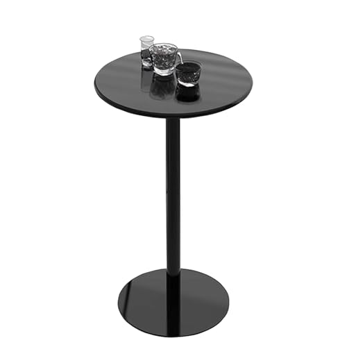 Whnoorher Black Round Table for Home with Metal Base, High Top Table Cocktail Snack Drink Tables for Kitchen Living Room Bedroom Lounge Area, Space Saving(Black,A-70x70x104cm)